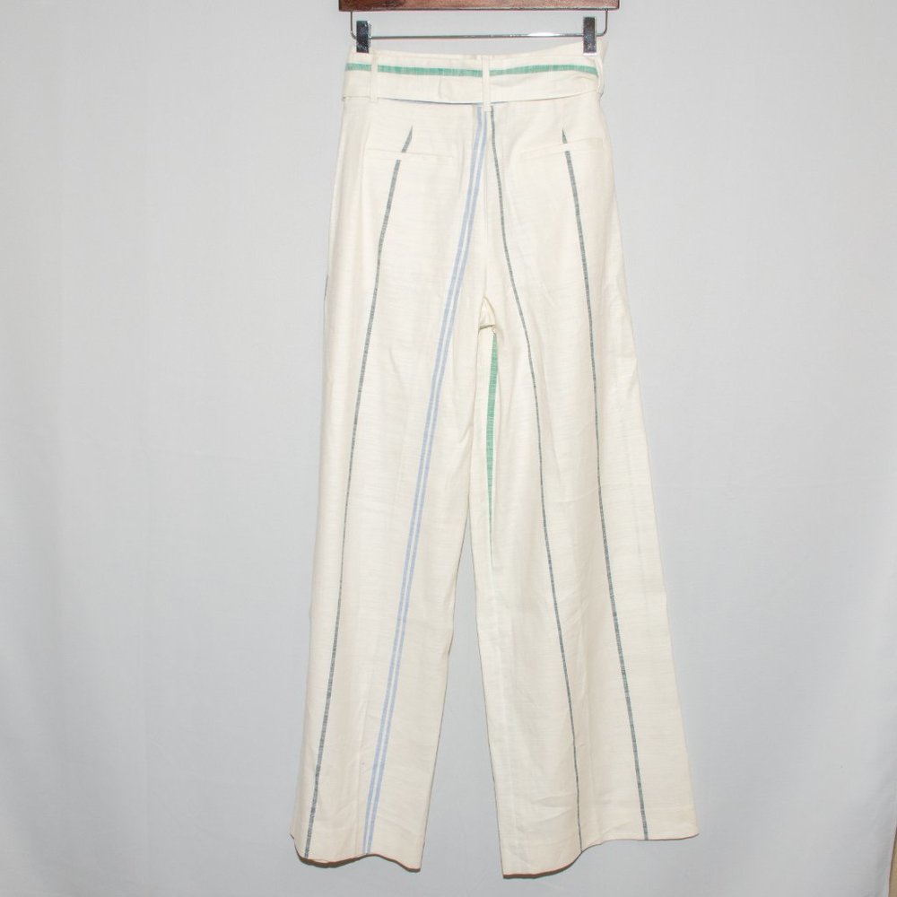 Ann Taylor Tie Waist Striped Linen Wide Leg Pants - Picture 7 of 8